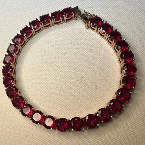 Vintage Ruby 925 tennis bracelet - Picture 3 of 4